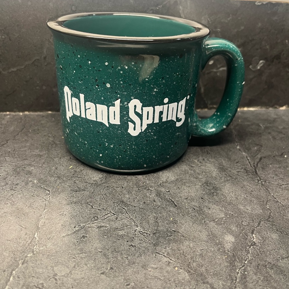 Poland Spring Green Speckled Mug heavy Duty